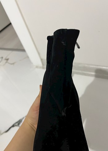 Siyah Süet Platform Topuklu Kadın Bot - Görsel 2