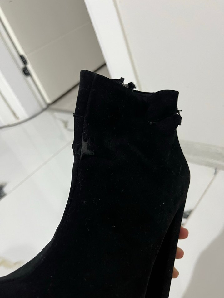 Siyah Süet Platform Topuklu Kadın Bot - Görsel 5