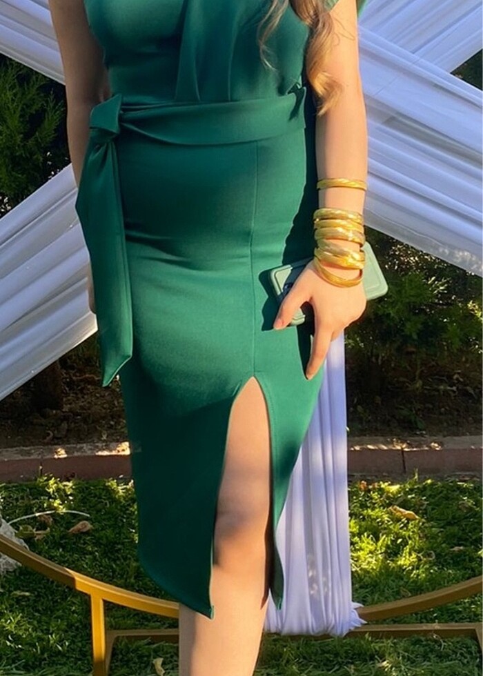 Yeşil abiye elbise - Görsel 3