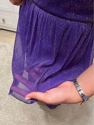 Mor uzun elbise - Görsel 6