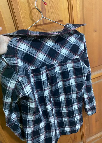 Gri Kareli Düğmeli Kadın Gömlek - Görsel 2