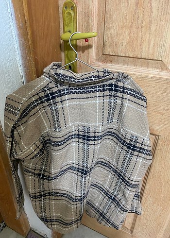 Düğmeli Kareli Kadın Keten Gömlek - Görsel 3