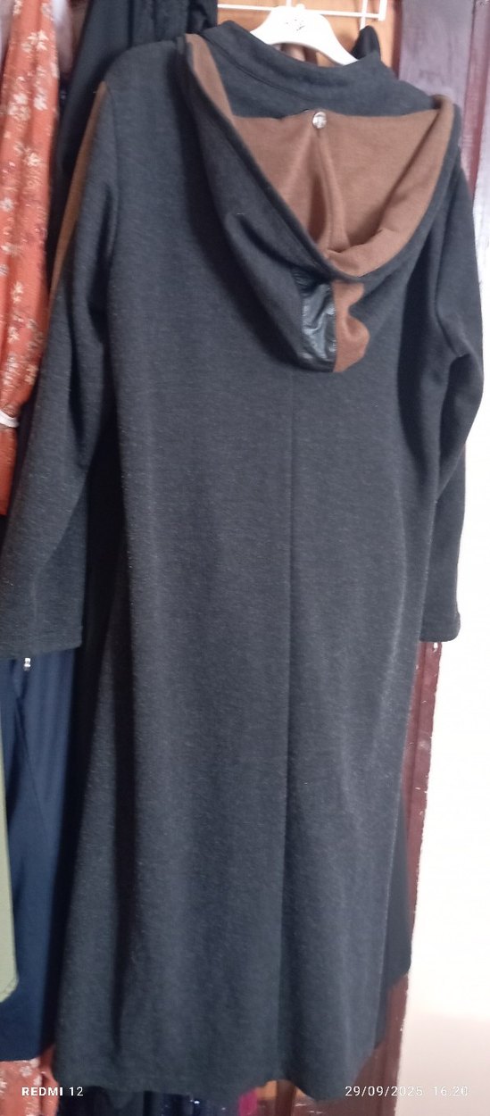 Kahverengi Siyah Uzun Süet Kadın Kaban - Görsel 3