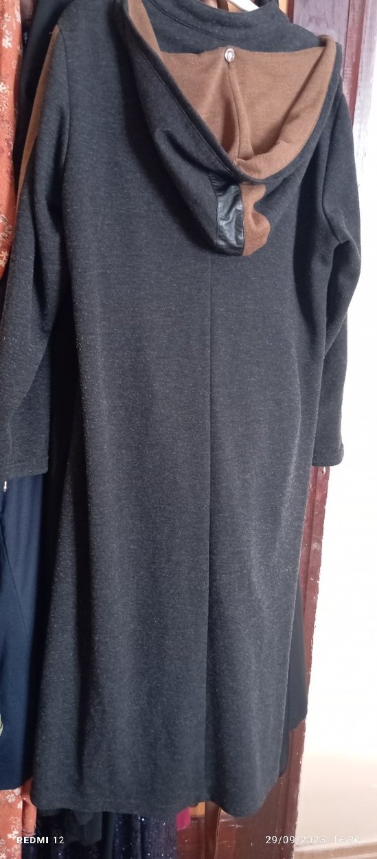 Kahverengi Siyah Uzun Süet Kadın Kaban - Görsel 4