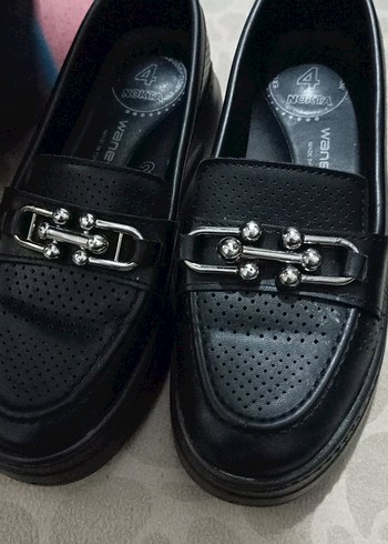 Siyah Parlak Tokalı Platform Topuklu Goth Loafer - Görsel 2