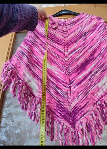 Pembe Bohem Kız Çocuk Örgü Pelerin - Görsel 5