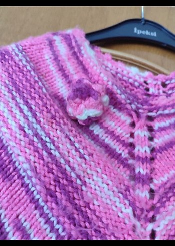 Pembe Bohem Kız Çocuk Örgü Pelerin - Görsel 6