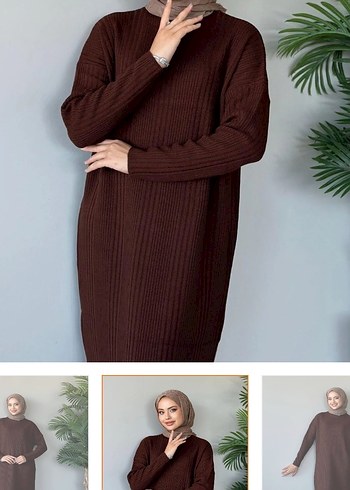 Acı kahve triko elbise - Görsel 2