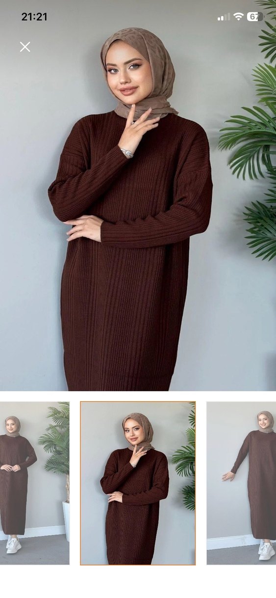 Acı kahve triko elbise - Görsel 2