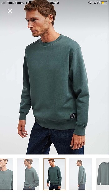 H&M Erkek grimelange travis Relaxed regular koyu yeşil sweatshirt