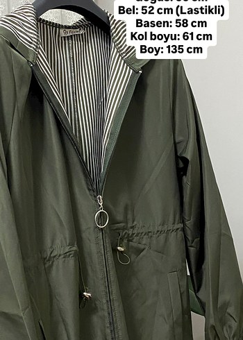 Kadın Uzun Belden Bağcıklı Haki Yağmurluk - Görsel 7