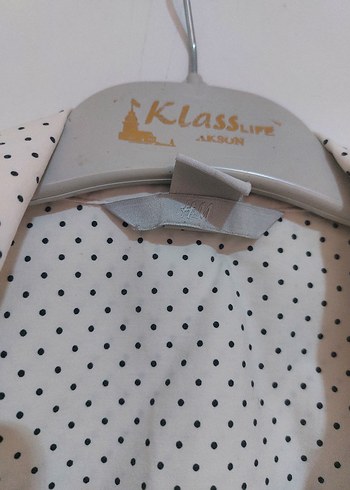 h&m puantiye Düğmeli Beyaz Kadın Gömlek - Görsel 3