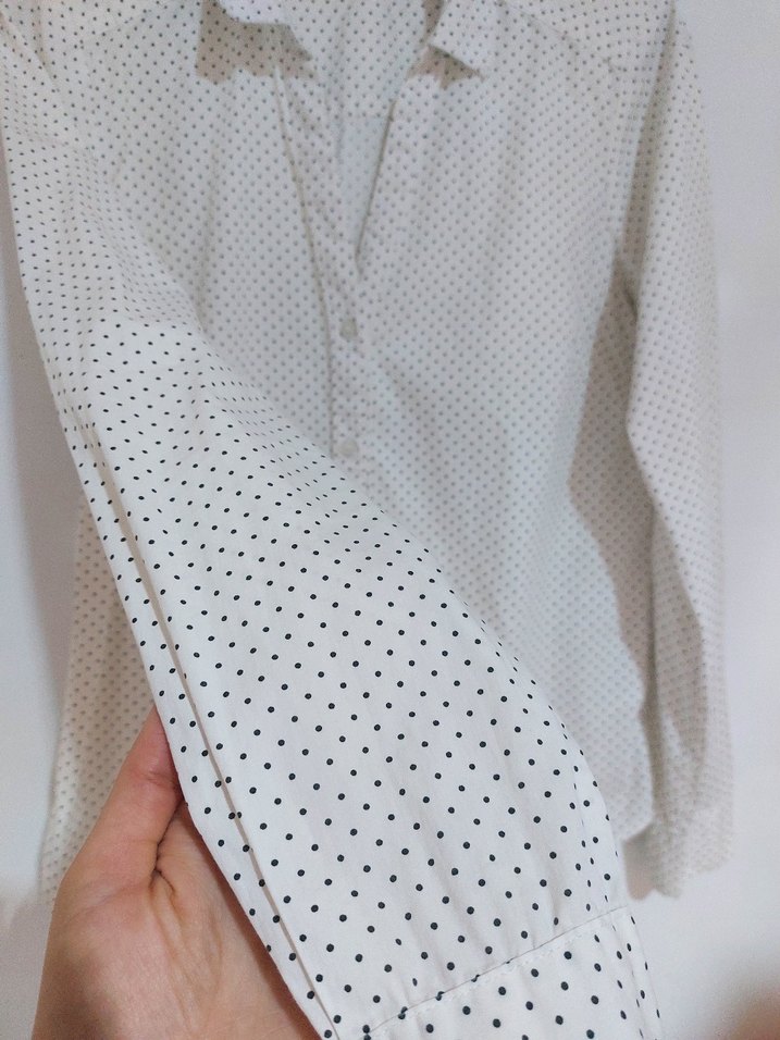 h&m puantiye Düğmeli Beyaz Kadın Gömlek - Görsel 2