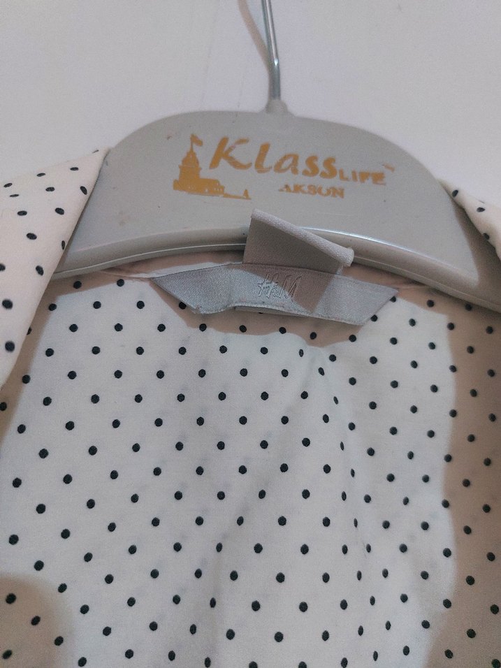 h&m puantiye Düğmeli Beyaz Kadın Gömlek - Görsel 3