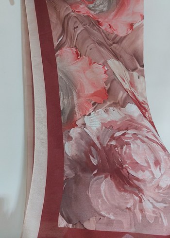 Bordo Gri Desenli Kadın çiçek desenli trend şal - Görsel 4
