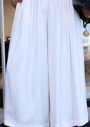 Beyaz Uzun Drapeli Kadın Etek - Görsel 2