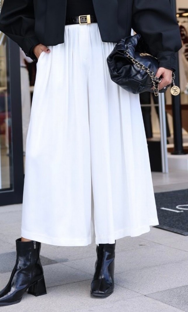 Beyaz Uzun Drapeli Kadın Etek - Görsel 4