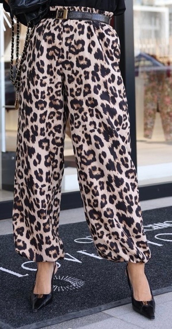 Leopar Desenli Kadın şalvar  Pantolon - Görsel 3