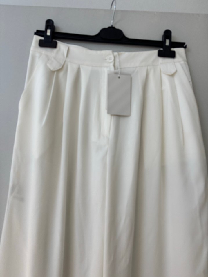 Beyaz Salaş Kadın saten  Pantolon - Görsel 2