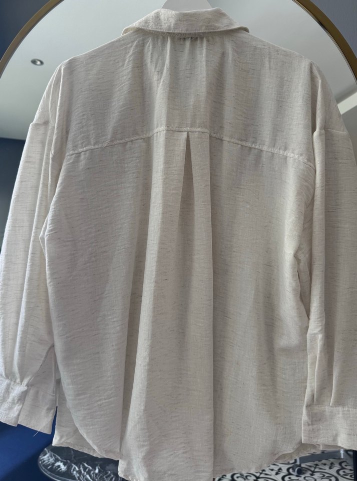 Boncuk İşlemeli Bej Bohem Kadın Gömlek - Görsel 3