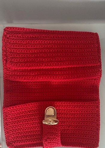 Kırmızı Örgü Kadın Çanta - Görsel 5