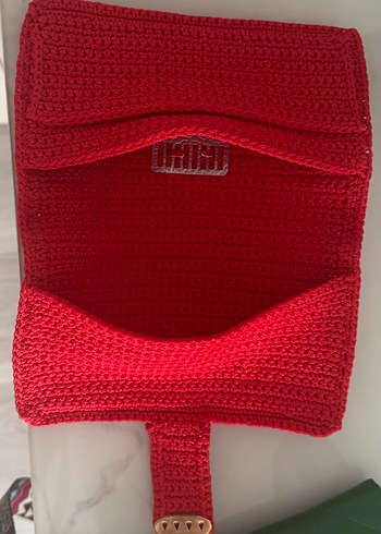 Kırmızı Örgü Kadın Çanta - Görsel 3