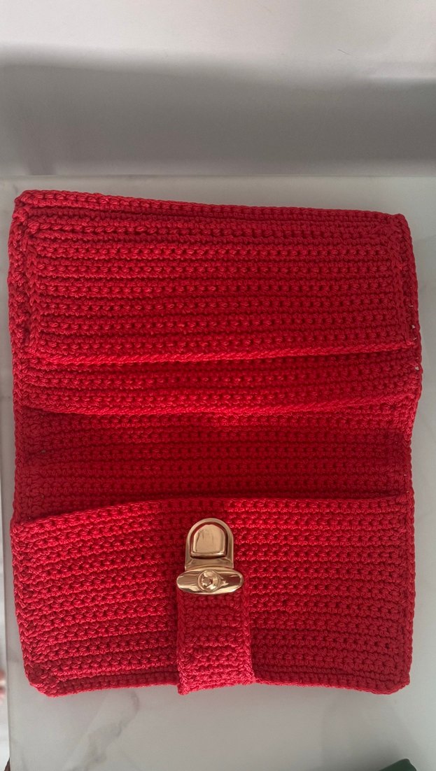 Kırmızı Örgü Kadın Çanta - Görsel 5