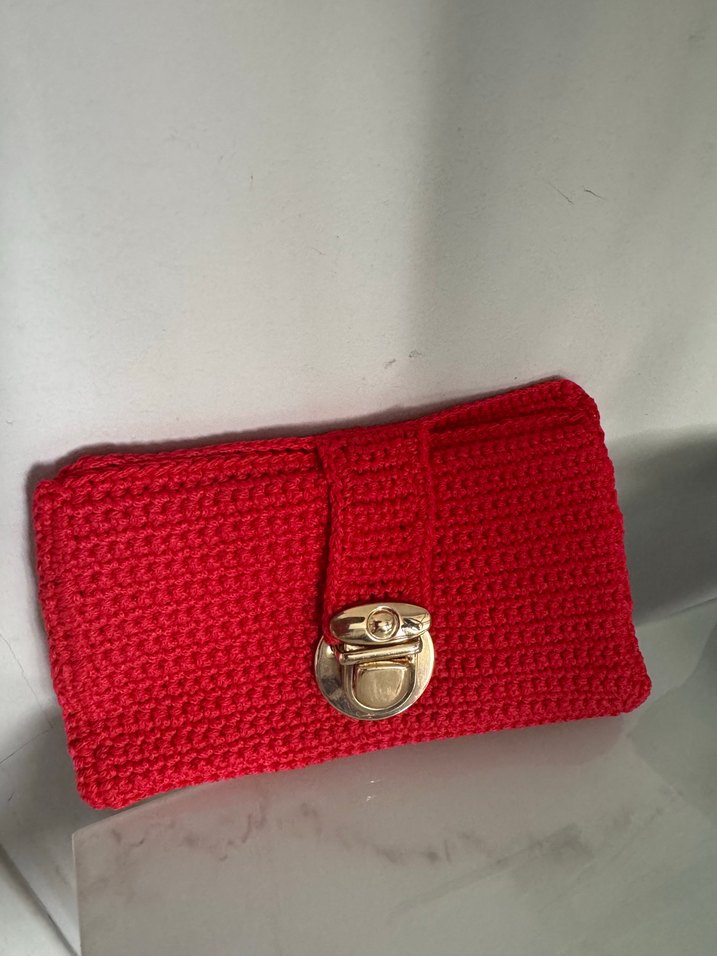 Kırmızı Örgü Kadın Çanta - Görsel 4