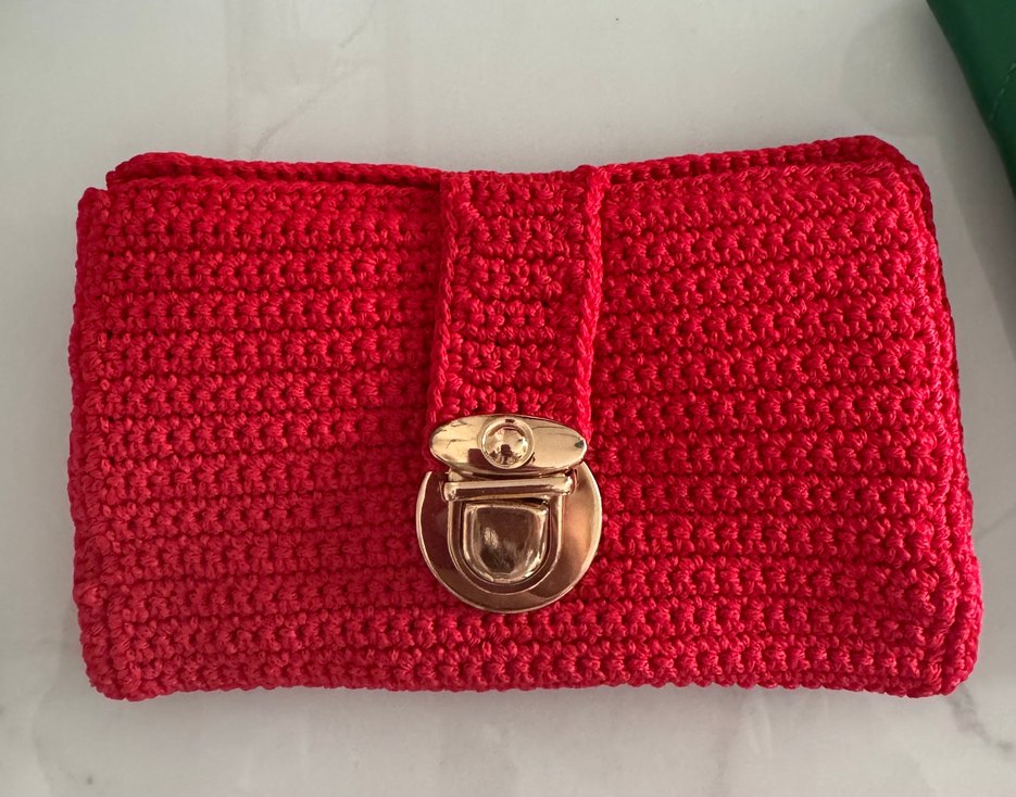 Kırmızı Örgü Kadın Çanta - Görsel 2