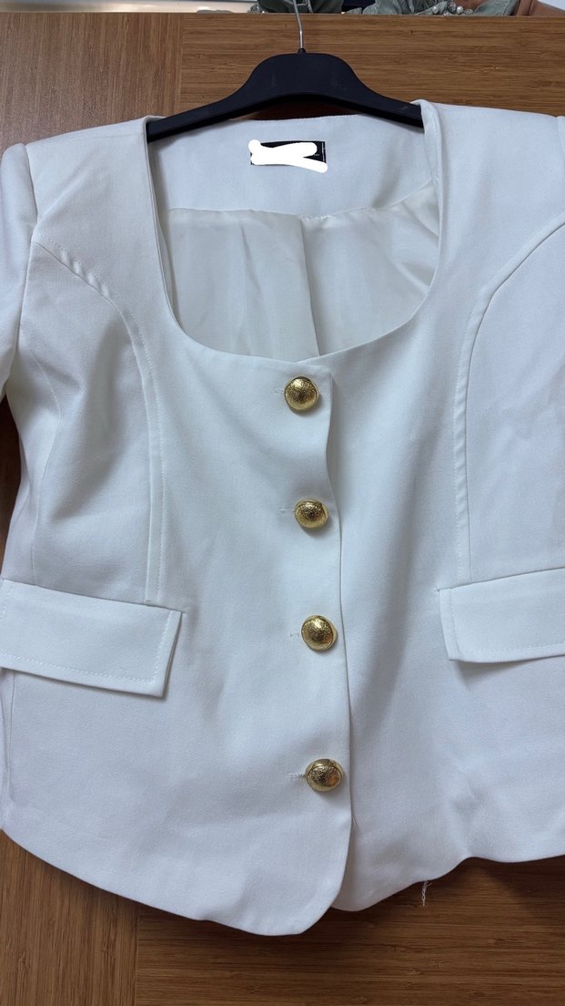 Düğmeli Beyaz Keten Mini Kadın Gömlek - Görsel 2