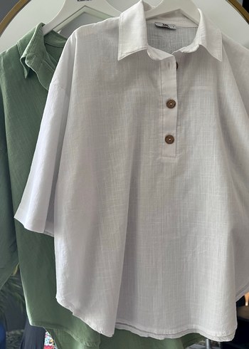 Yeşil Keten Gömlek Kadın - Görsel 6