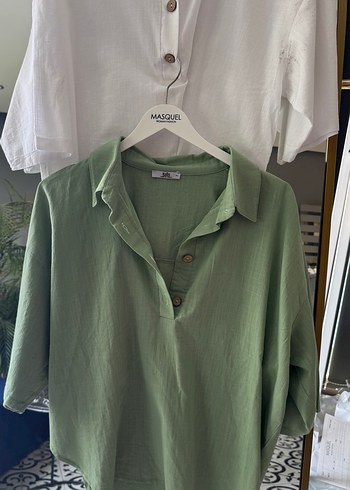 Yeşil Keten Gömlek Kadın - Görsel 4