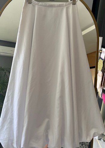 Beyaz Drapeli Kadın Uzun Etek - Görsel 2