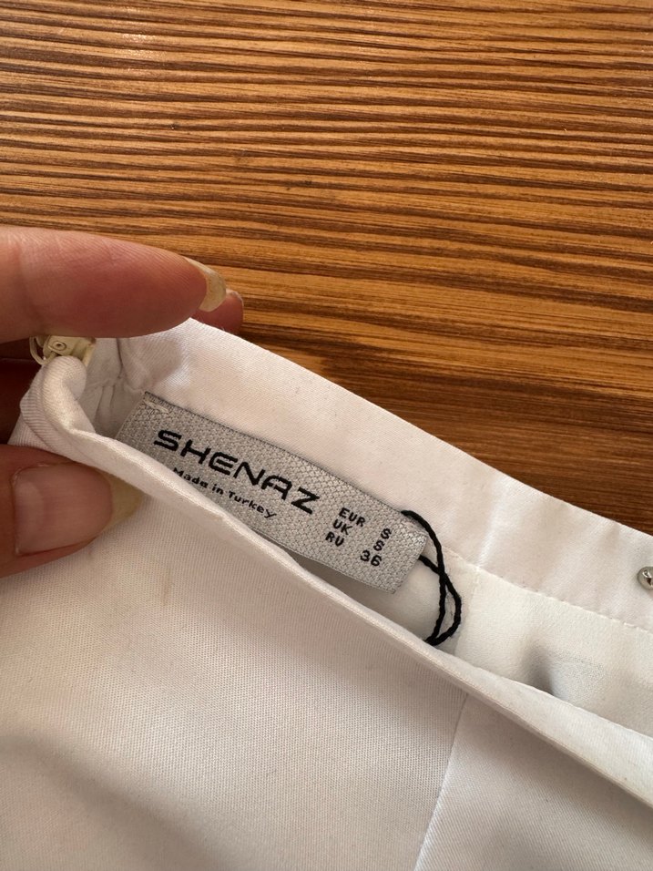 Beyaz Drapeli Kadın Uzun Etek - Görsel 4