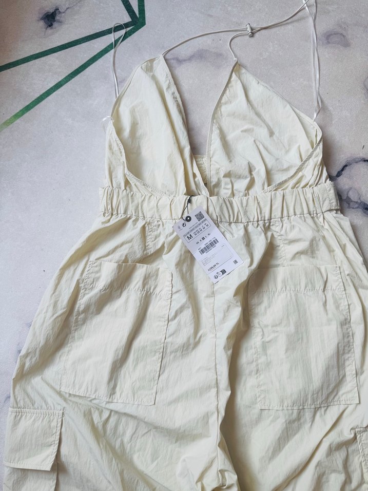 Bej Kemerli Keten Midi Tulum - Görsel 4