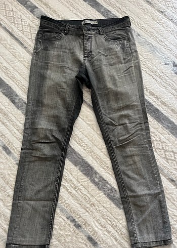 Gri Kadın Denim Pantolon Regular Fit