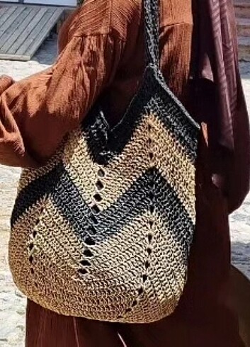 Hasır lale çanta 