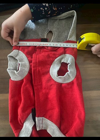 Gri Kapüşonlu Kırmızı Baskılı Köpek Sweatshirt