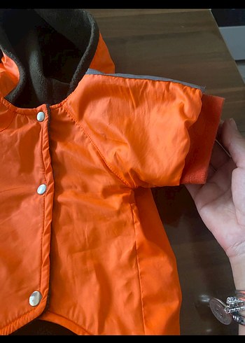 Turuncu Kapüşonlu Fermuarlı köpek Yağmurluk - Görsel 4