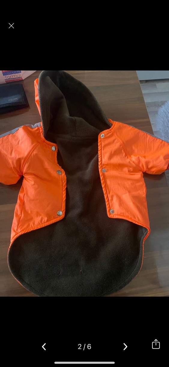 Turuncu Kapüşonlu Fermuarlı köpek Yağmurluk - Görsel 2