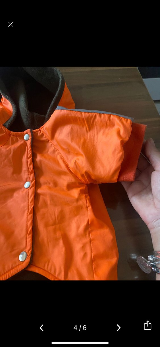 Turuncu Kapüşonlu Fermuarlı köpek Yağmurluk - Görsel 4