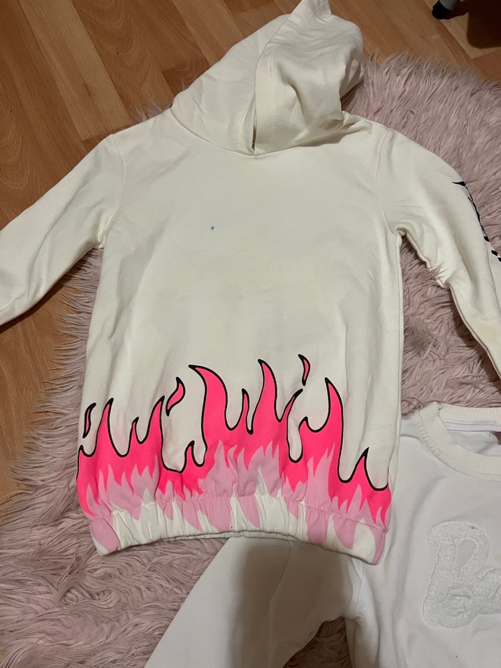Kız Çocuk Renkli Baskılı Kapüşonlu Sweatshirt - Görsel 3