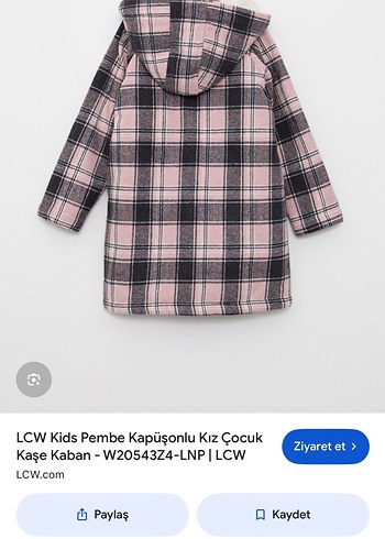 LCW Kids Kapüşonlu Kız Çocuk Kareli Kaban - Görsel 2