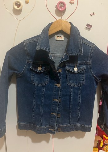 Kız Çocuk Koyu Mavi Denim Düğmeli Ceket - Görsel 6