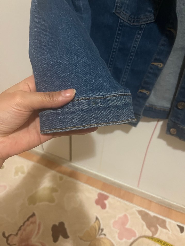 Kız Çocuk Koyu Mavi Denim Düğmeli Ceket - Görsel 3