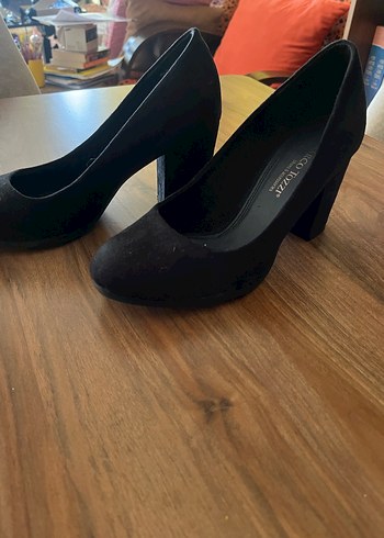 Siyah Süet Platform Topuklu Stiletto - Görsel 2