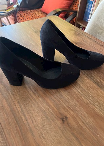 Siyah Süet Platform Topuklu Stiletto - Görsel 4