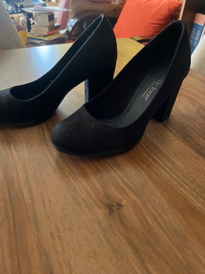 Siyah Süet Platform Topuklu Stiletto - Görsel 2