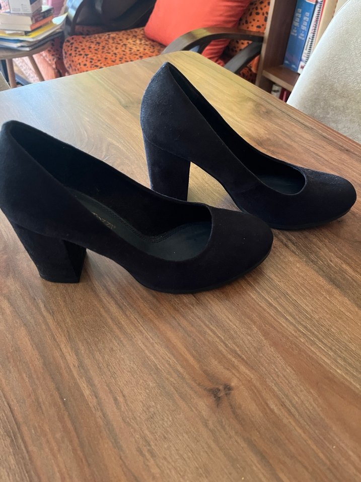 Siyah Süet Platform Topuklu Stiletto - Görsel 4