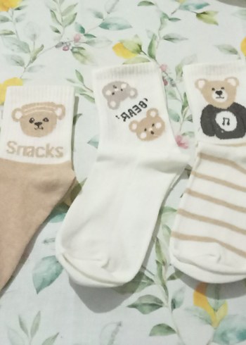 Nakışlı Kız Çorabı 3'lü Pamuklu Set